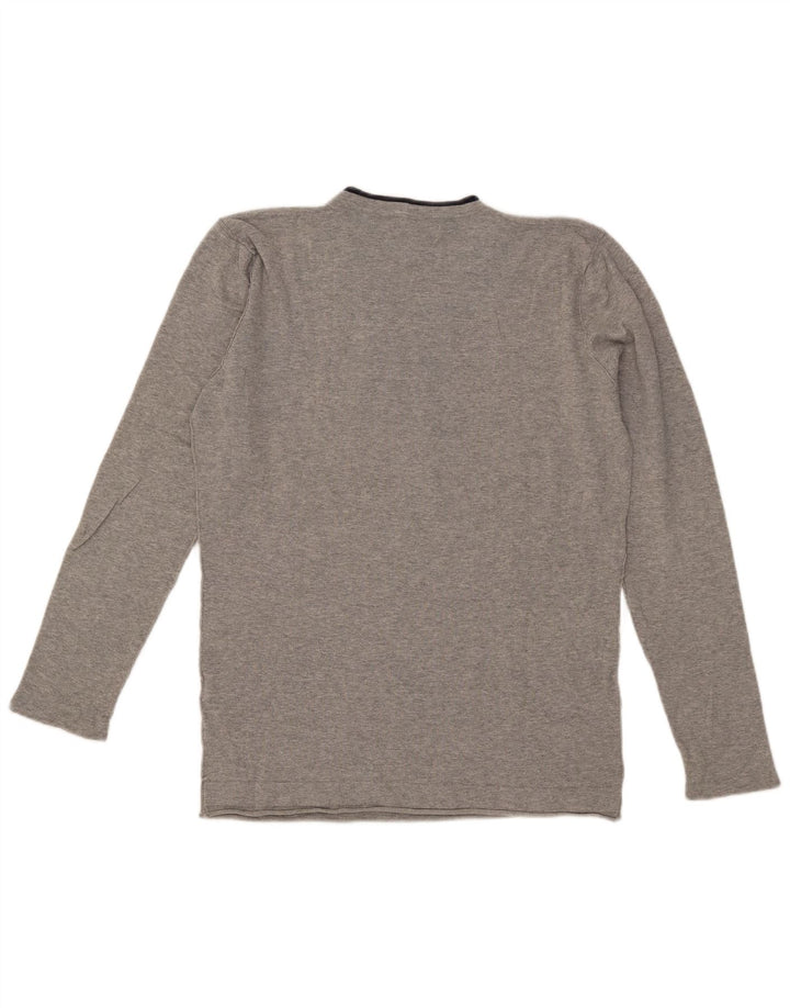 Zara Herren-Pullover mit V-Ausschnitt, groß, graue Baumwolle