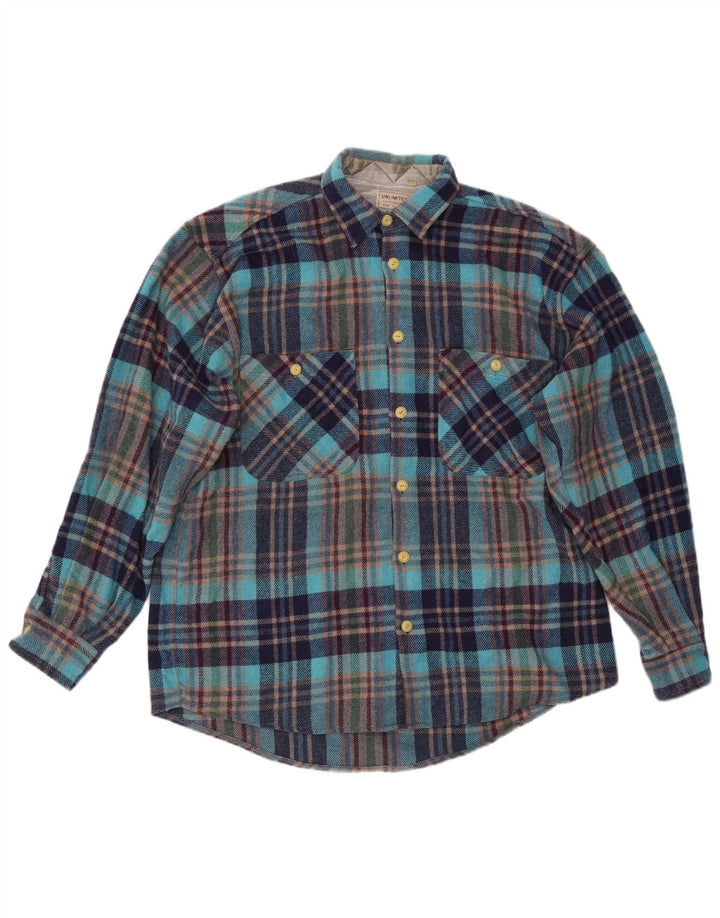 Unlimited Kariertes Holzfäller-Flanellhemd für Herren, XL, blau kariertes Polyester