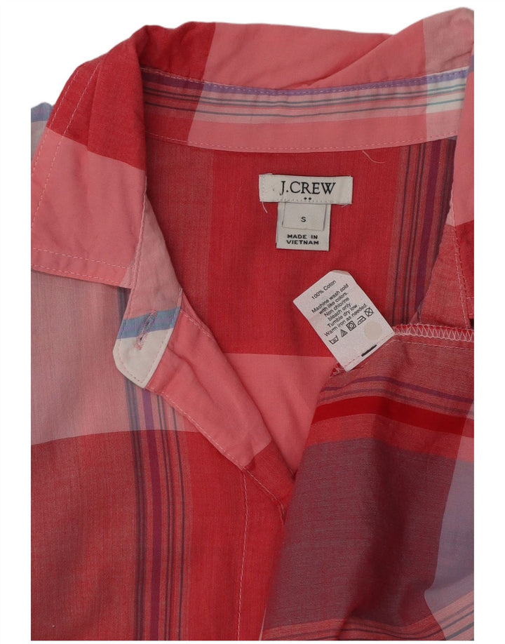 J. CREW Damen-Kurzarm-Pulloverhemd, Größe S, rot, kariert, Baumwolle, UK 10