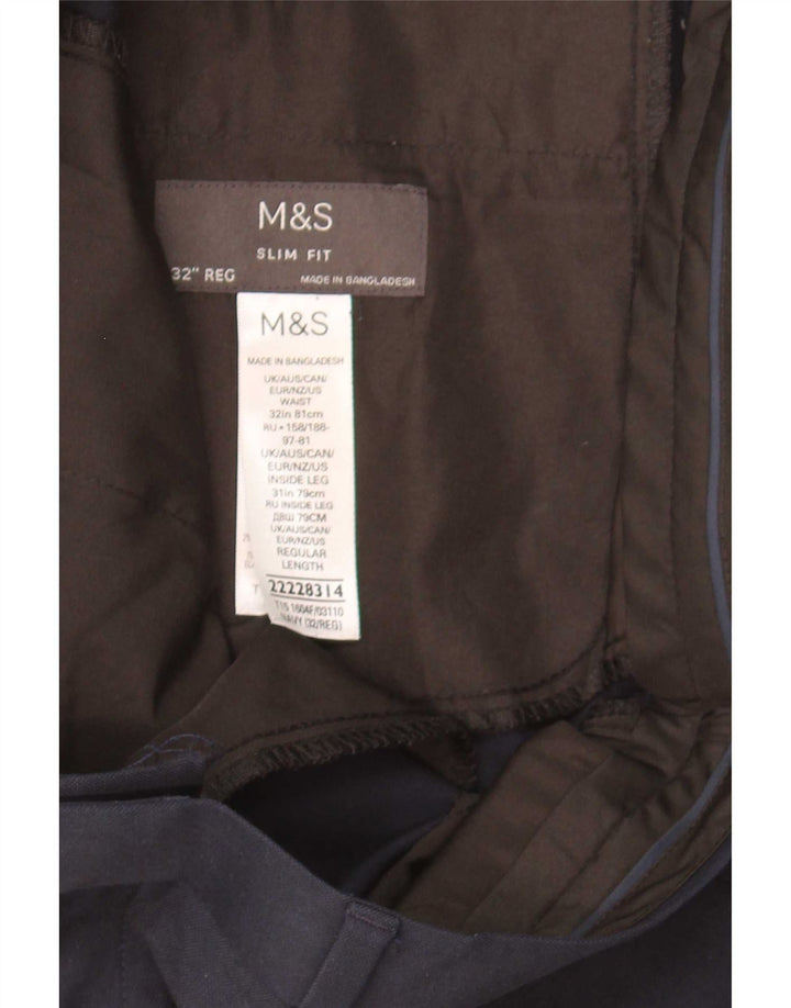 Marks & Spencer Herren-Anzughose in schmaler Passform, W32, L31, Marineblau, Polyester
