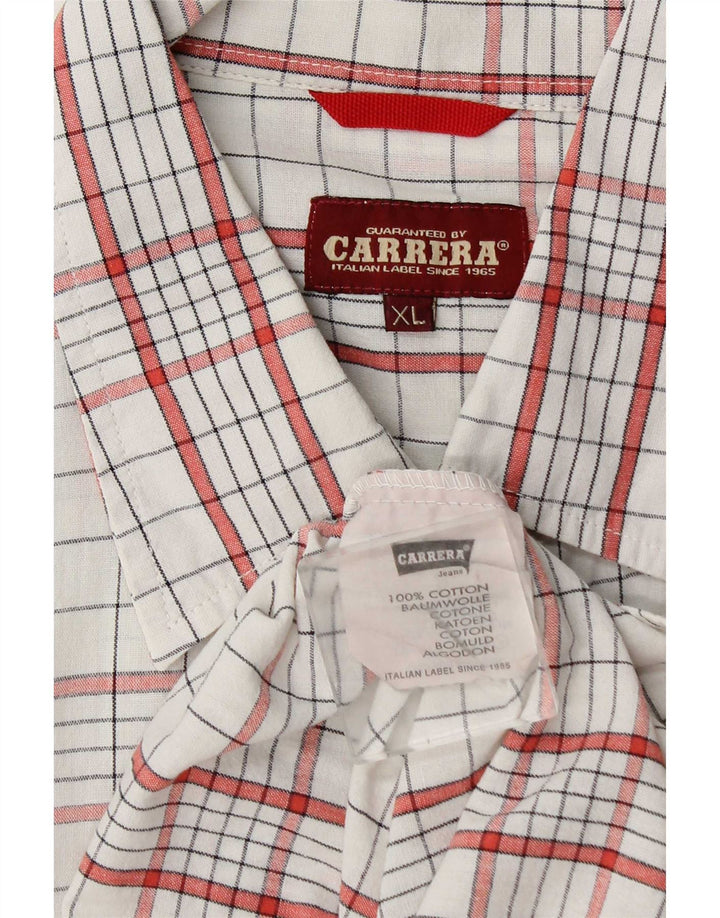 Carrera Herrenhemd XL weiß kariert Baumwolle