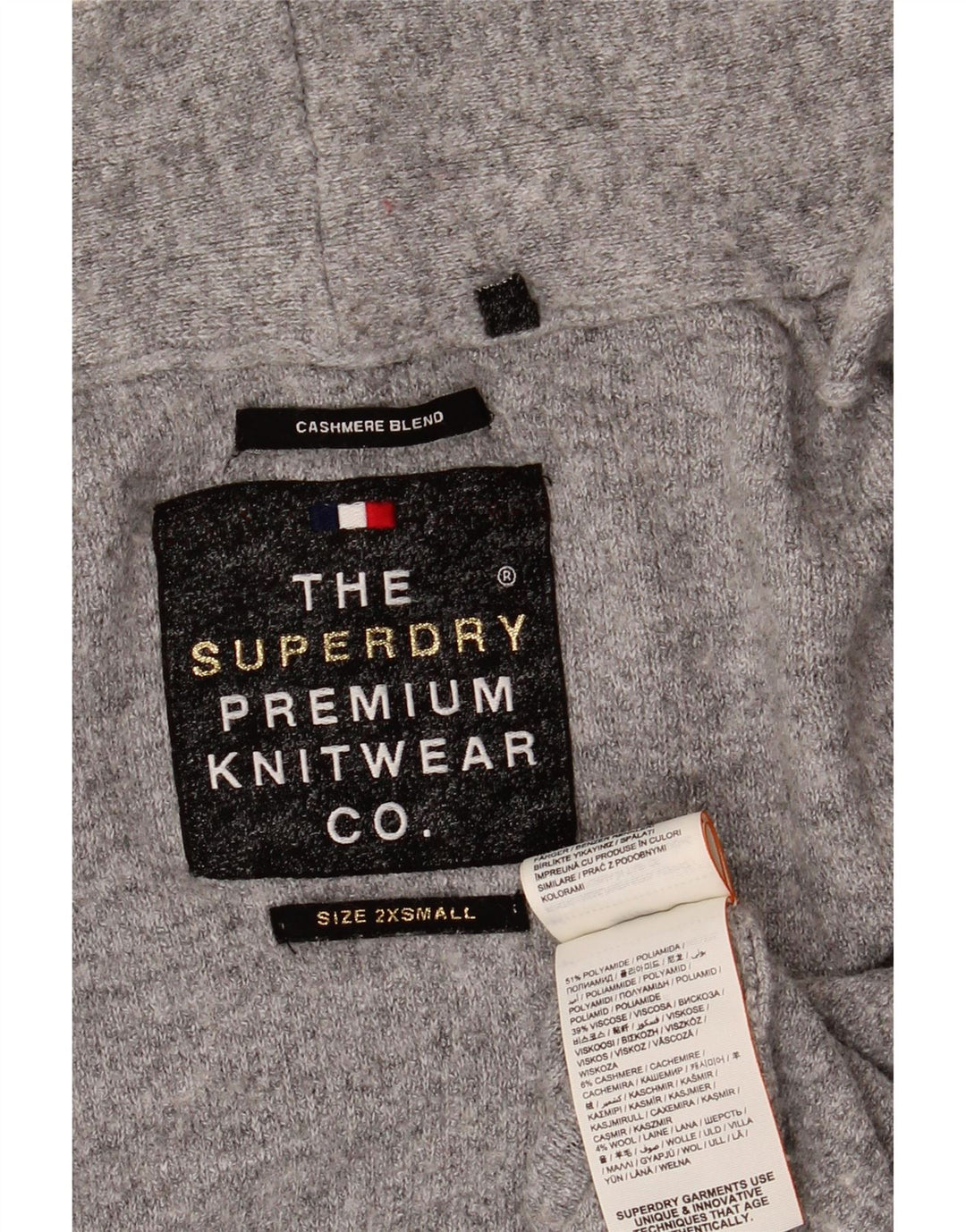 Superdry Damen-Strickjacke in Übergröße, offen, Gr. 2 2XS, Grau meliert