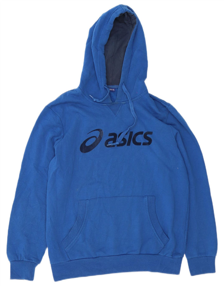 Asics Herren Graphic Hoodie Pullover mittelblaue Baumwolle