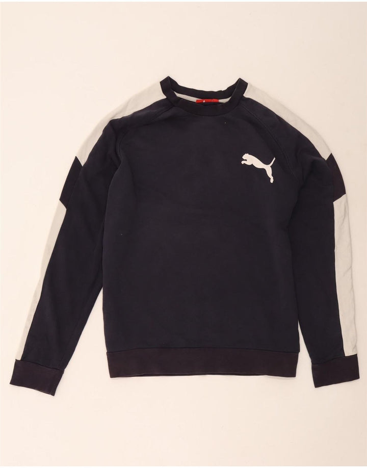 Puma Herren-Sweatshirt-Pullover, groß, marineblau, Colourblock-Baumwolle