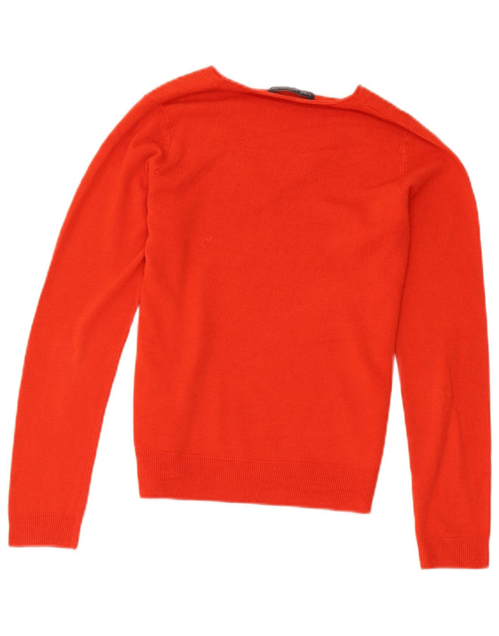Marks & Spencer Damen-Pullover mit V-Ausschnitt, Gr. 8, klein, orangefarbenes Acryl