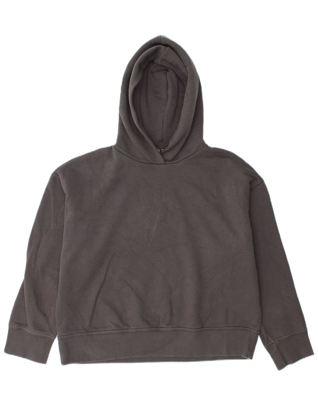 Zara Damen Übergroßer Kapuzenpullover UK 14 Mittelgraue Baumwolle