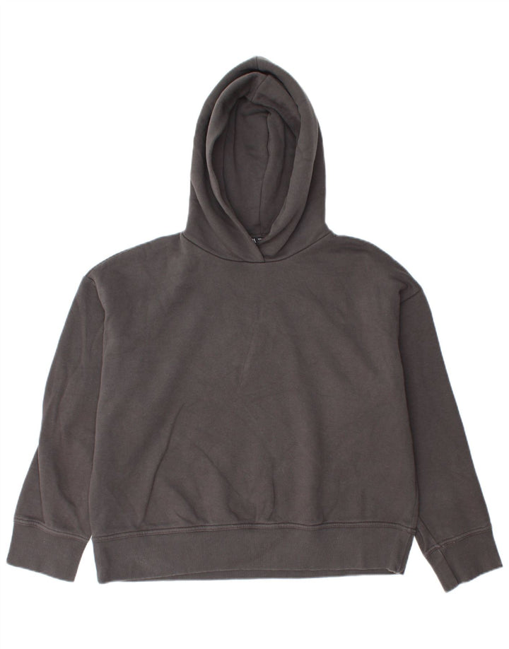 Zara Damen Übergroßer Kapuzenpullover UK 14 Mittelgraue Baumwolle
