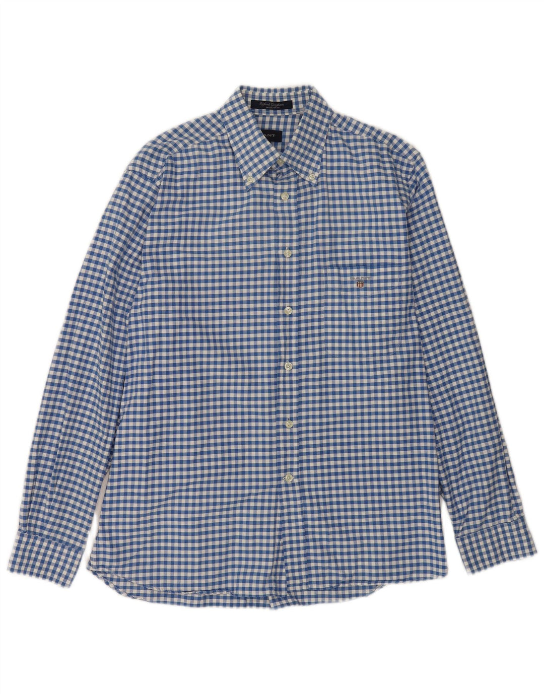 Gant Herren-Hemd mit normaler Passform, mittelblaue Gingham-Baumwolle