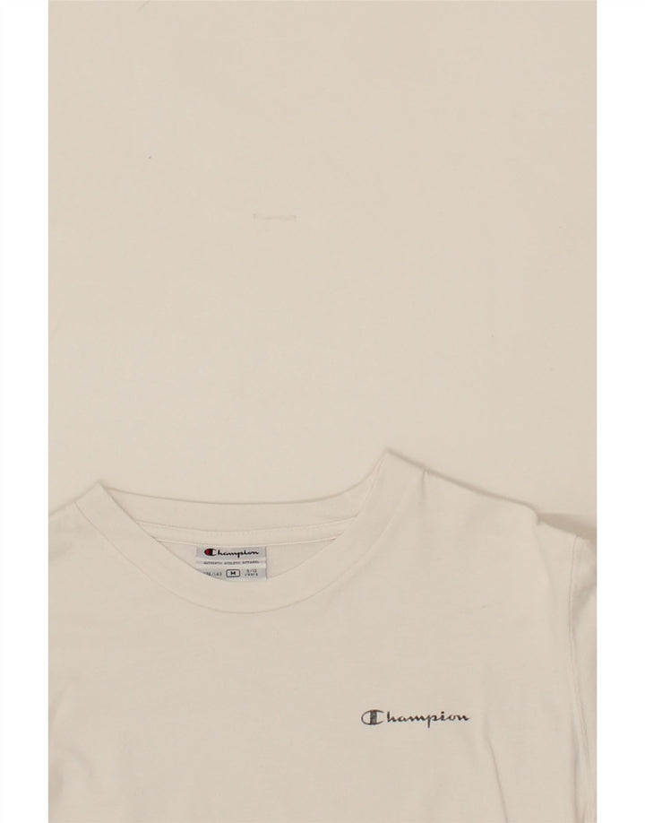 CHAMPION Girls Top Long Sleeve 9-10 Years Medium White Cotton Vintage Champion and Second-Hand Champion from Messina Hembry 