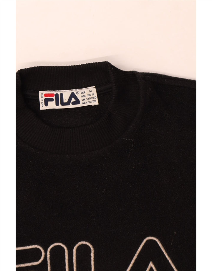 Fila Jungen-Fleecepullover mit Grafik, 10–11 Jahre, schwarzes Polyester