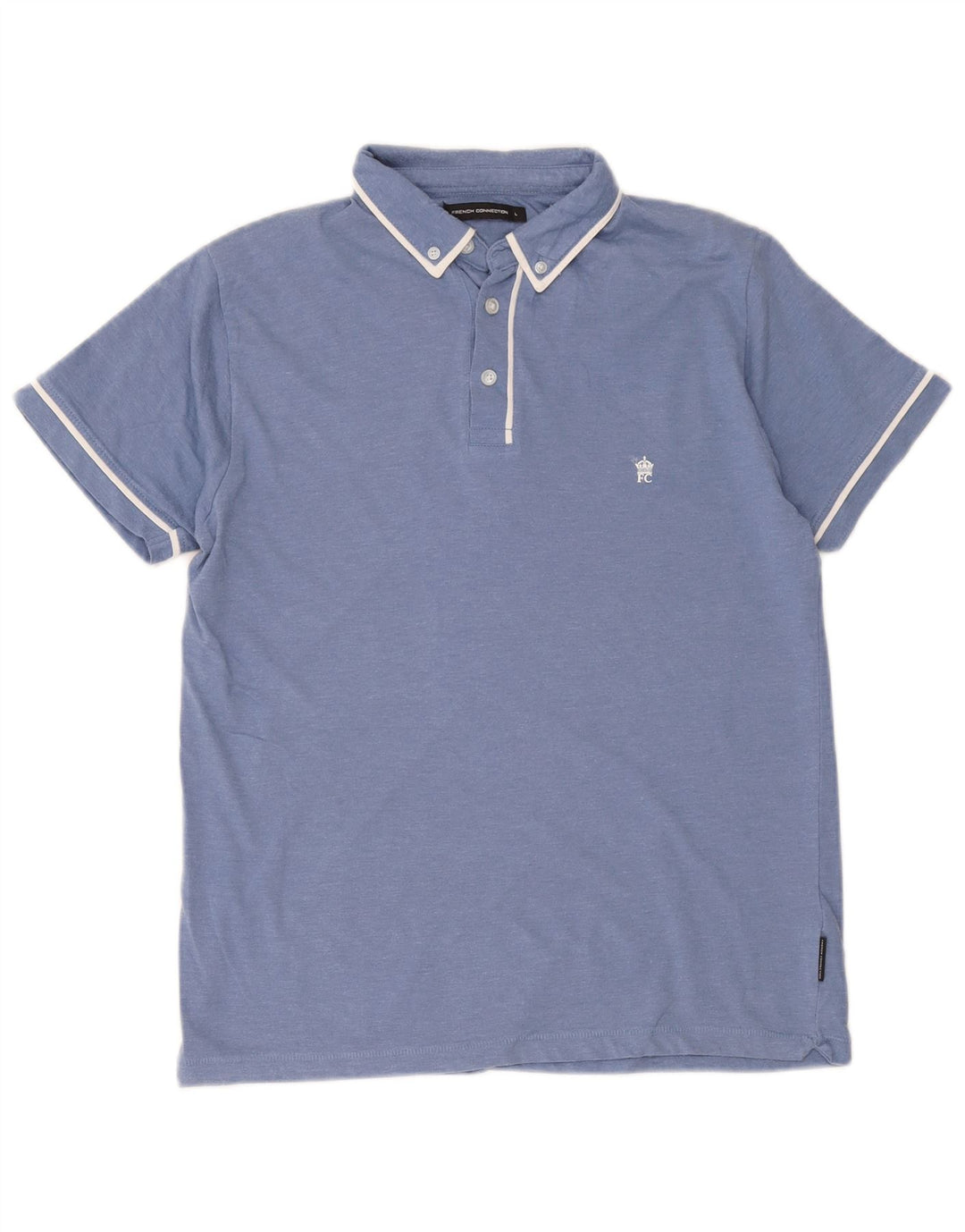 French Connection Herren-Poloshirt, groß, blaue Baumwolle