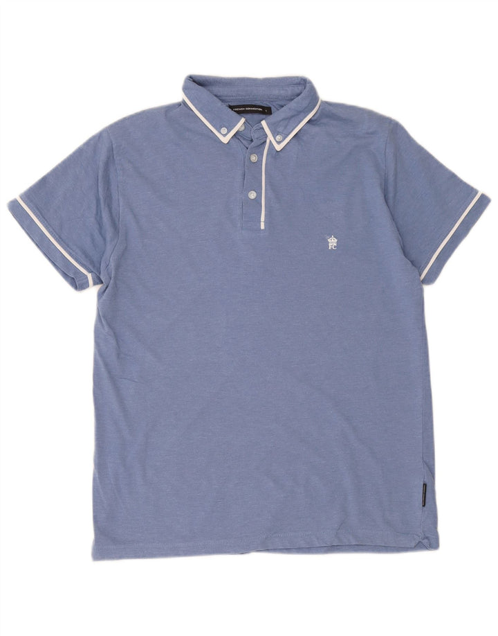 French Connection Herren-Poloshirt, groß, blaue Baumwolle