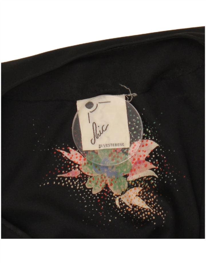 Schickes, durchsichtiges Damen-Wickelkleid, Gr. 12, Mittelschwarz, geblümt