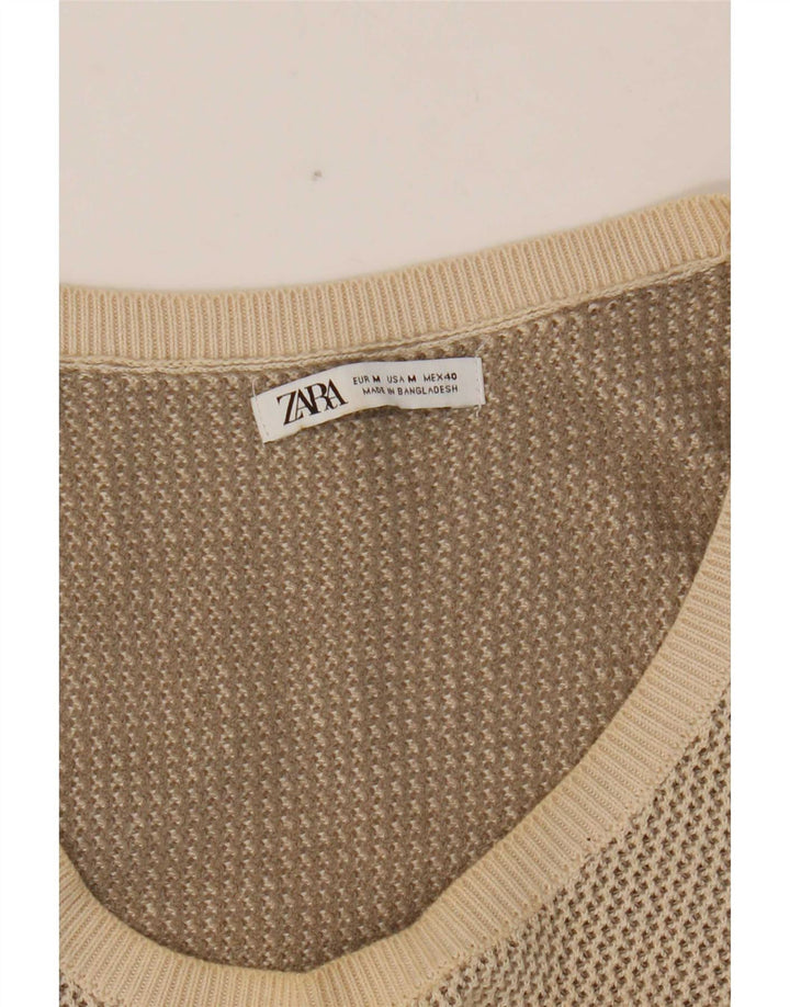 Zara Damen Crop Vest Top UK 14 Medium Beige