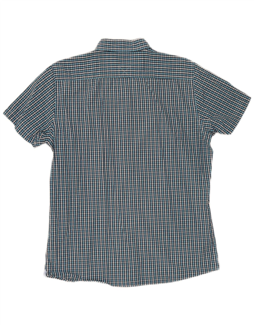 Conte of Florence Herren-Kurzarmhemd, großes blaues Gingham-Muster
