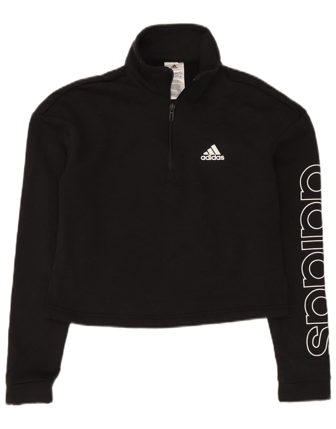 Adidas Damen Crop Graphic Crop Sweatshirt Pullover UK 4/6 XS Schwarz Polyester