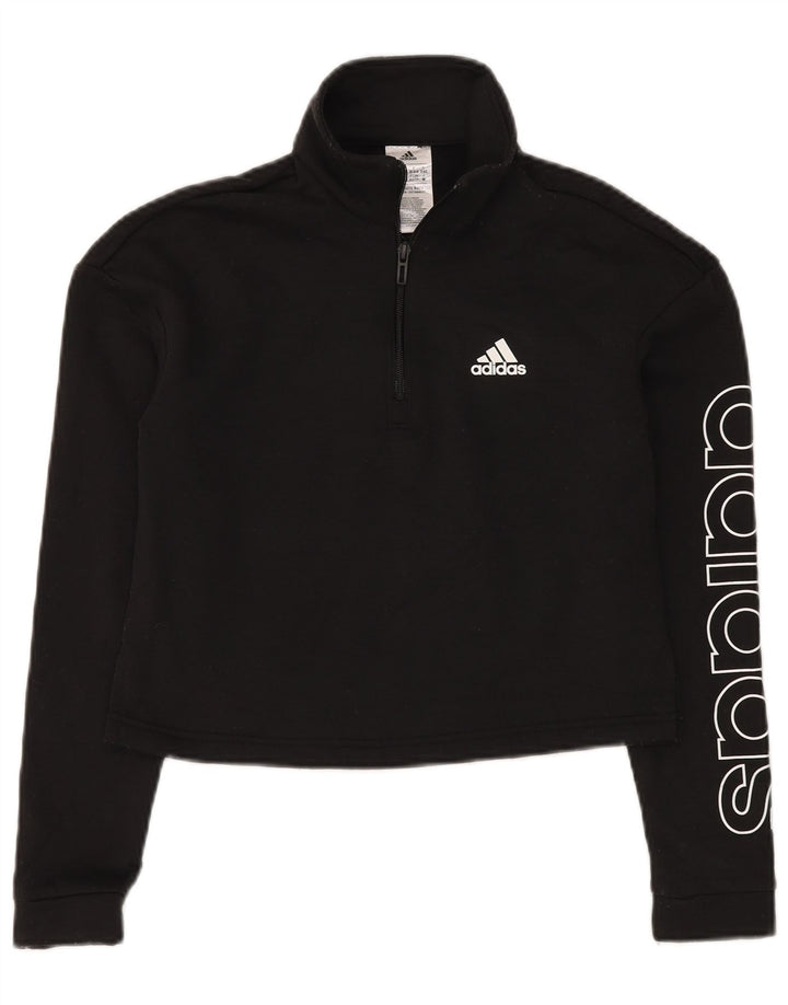 Adidas Damen Crop Graphic Crop Sweatshirt Pullover UK 4/6 XS Schwarz Polyester