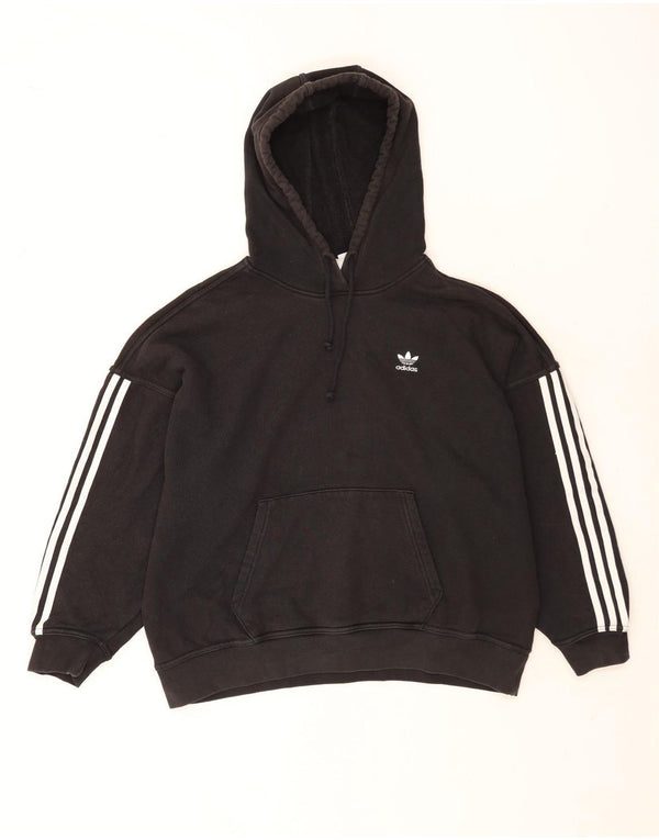 Adidas Damen Übergroßer Kapuzenpullover UK 10 Small Schwarz Baumwolle