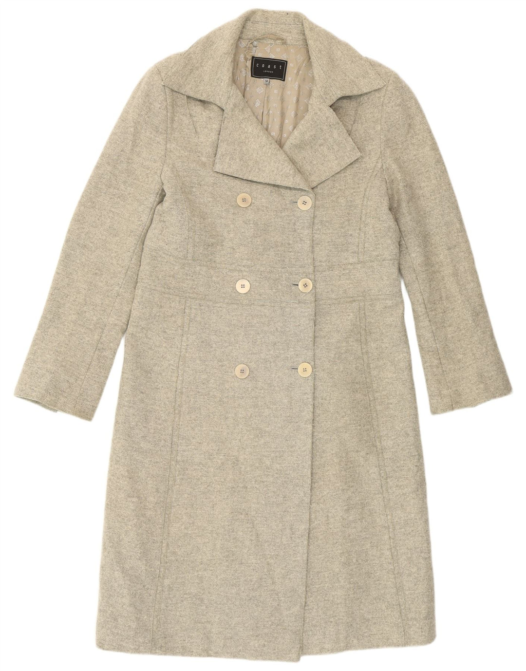 Coast Damen Zweireihiger Mantel UK 14 Große graue Schurwolle