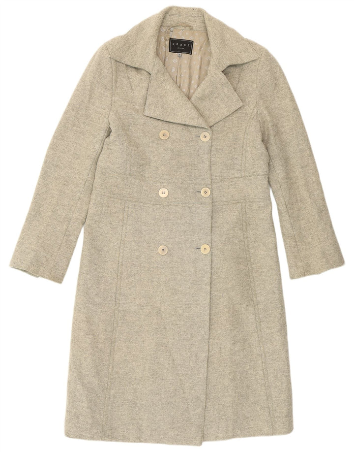 Coast Damen Zweireihiger Mantel UK 14 Große graue Schurwolle