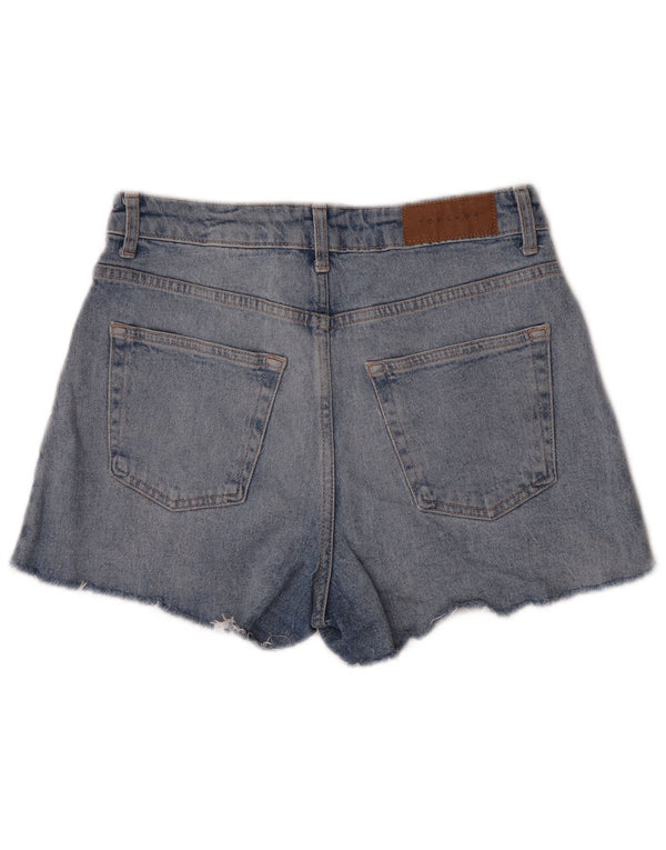 Topshop Damen Mom Denim-Shorts mit hoher Taille, UK 12, Mittel W30, Blau