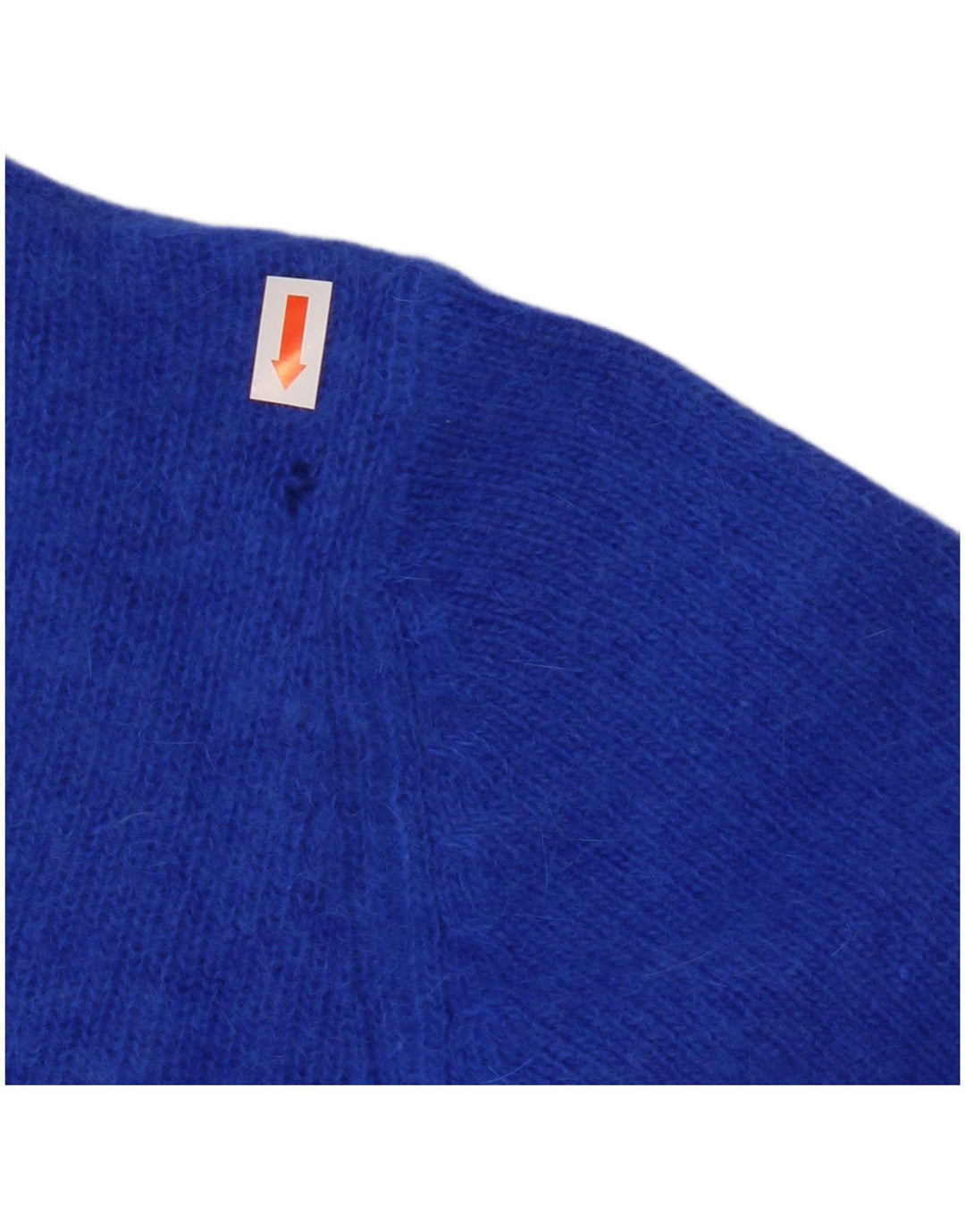 VINTAGE Damen Crop Cardigan Pullover UK 10 Kleine blaue Wolle