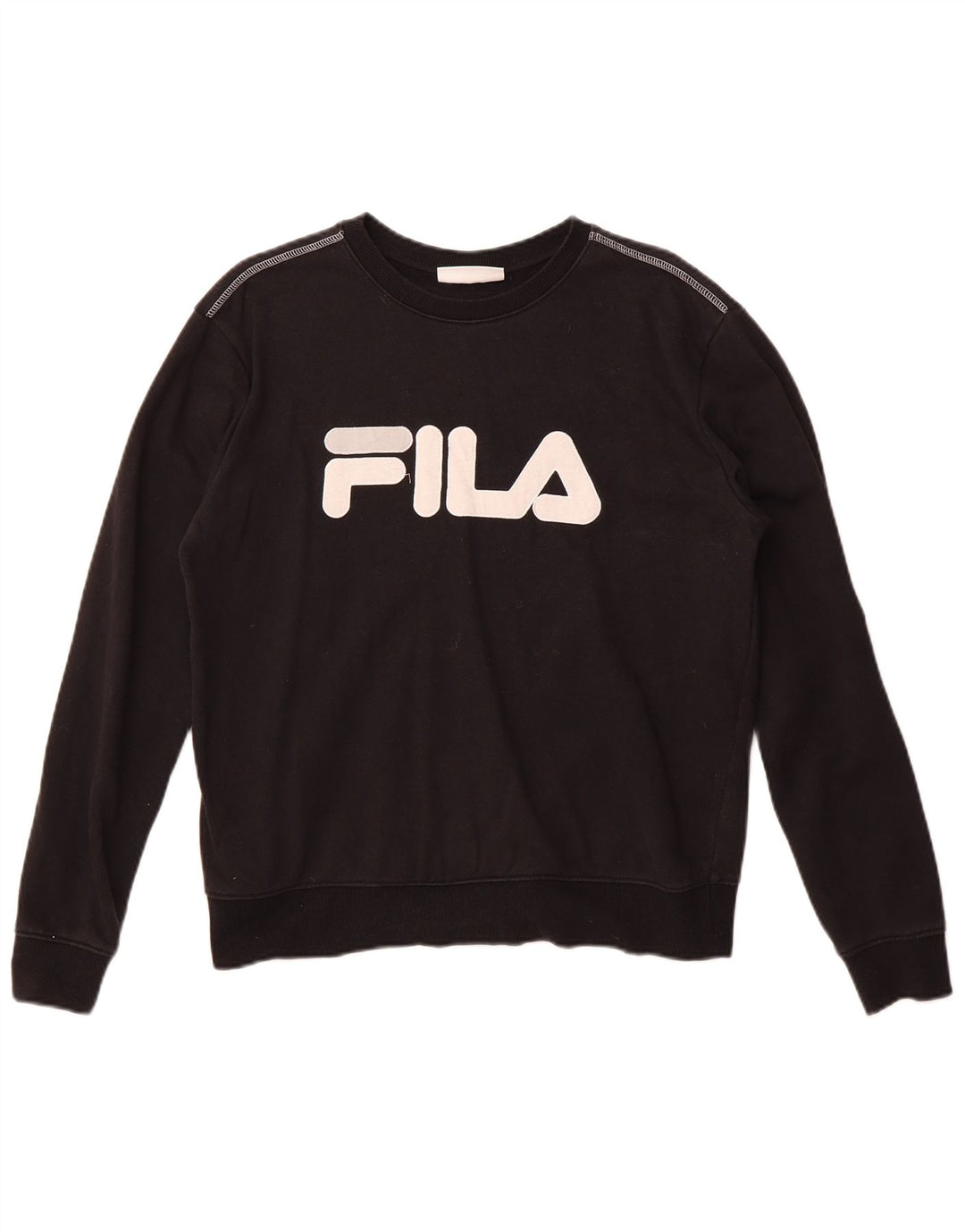 Fila Damen Grafik-Sweatshirt-Pullover UK 16 Große schwarze Baumwolle