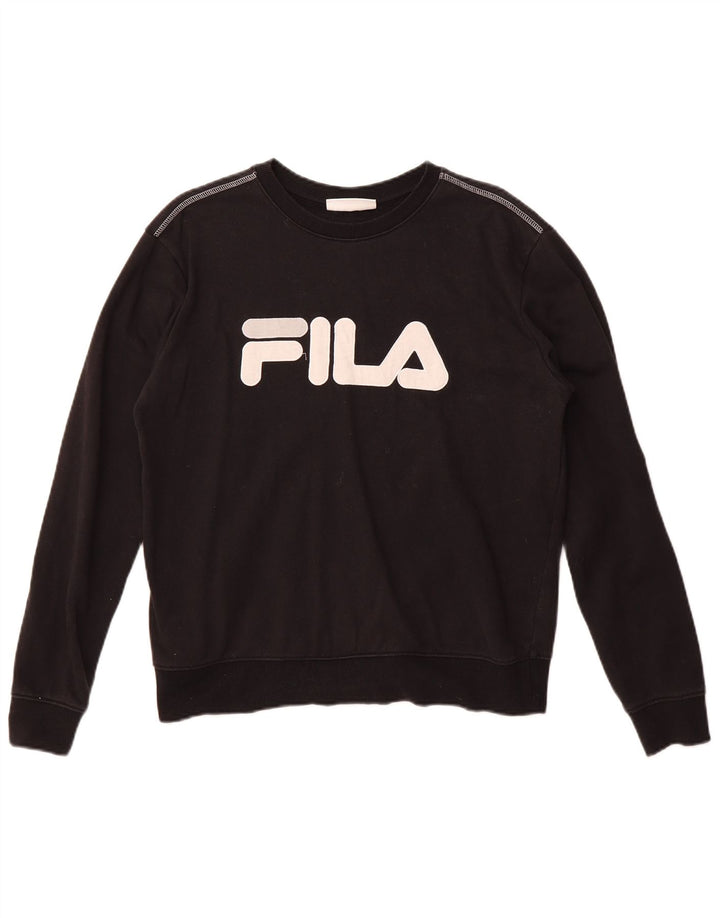 Fila Damen Grafik-Sweatshirt-Pullover UK 16 Große schwarze Baumwolle