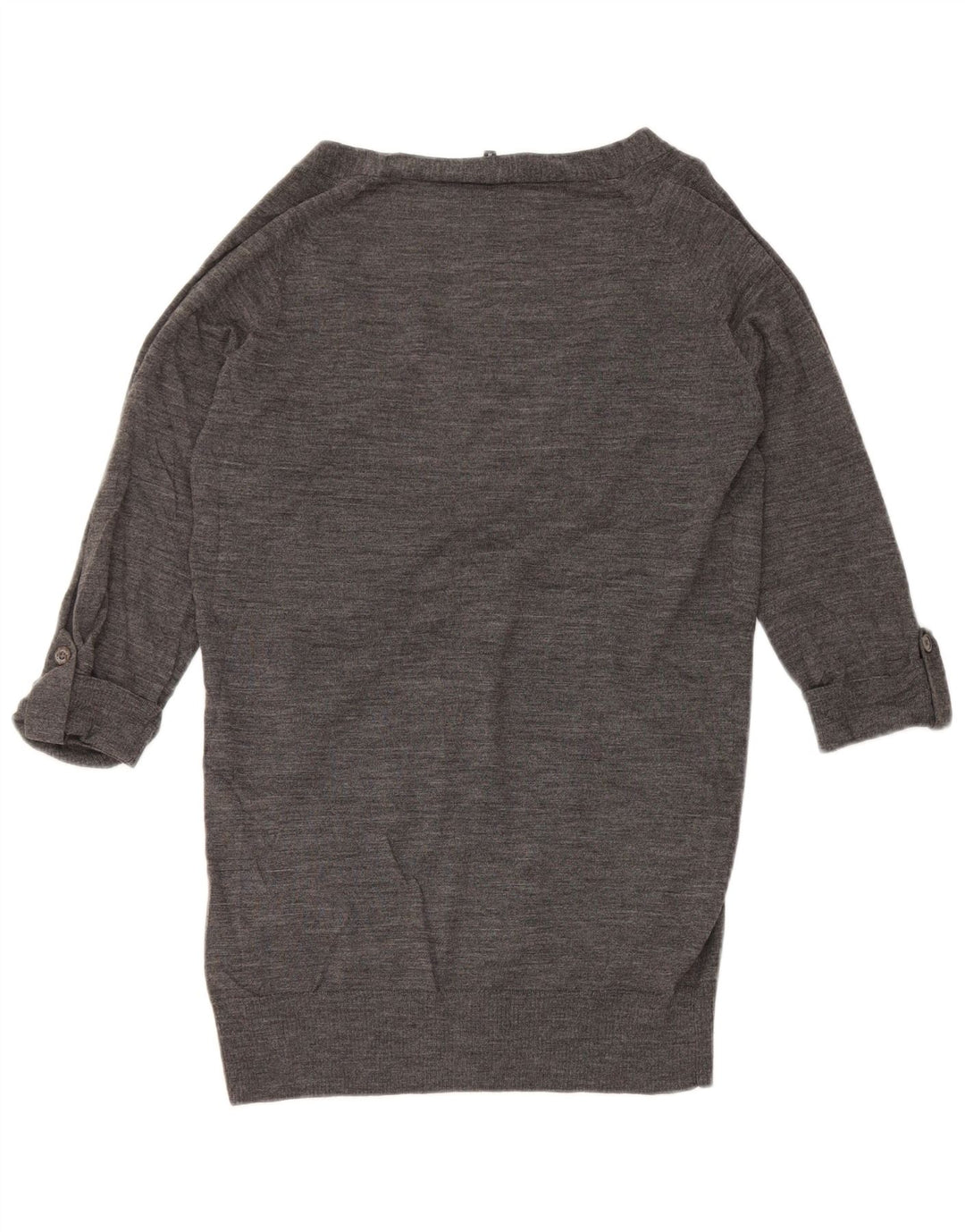 Jaeger Damen-Strickjacke mit 3/4-Ärmeln, UK-Größe 12, mittelgrau gefleckte Wolle