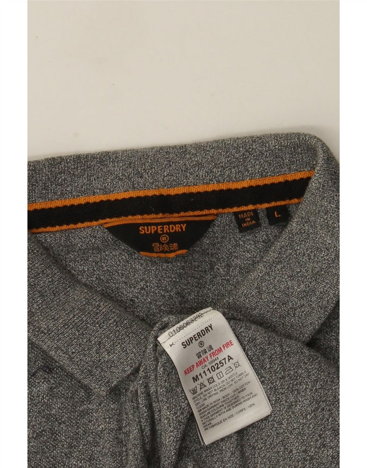 Superdry Herren-Poloshirt mit Grafik, groß, grau meliert, Baumwolle