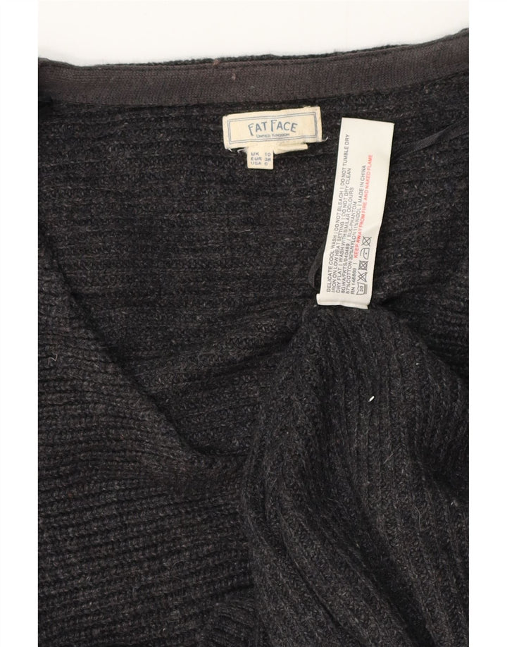 FAT FACE Damen-Pullover, übergroß, V-Ausschnitt, Gr. 10, Größe S, Grau, Baumwolle