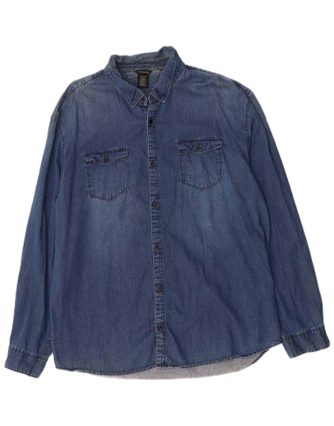 CALVIN KLEIN JEANS Herren Jeanshemd XL Blaue Baumwolle