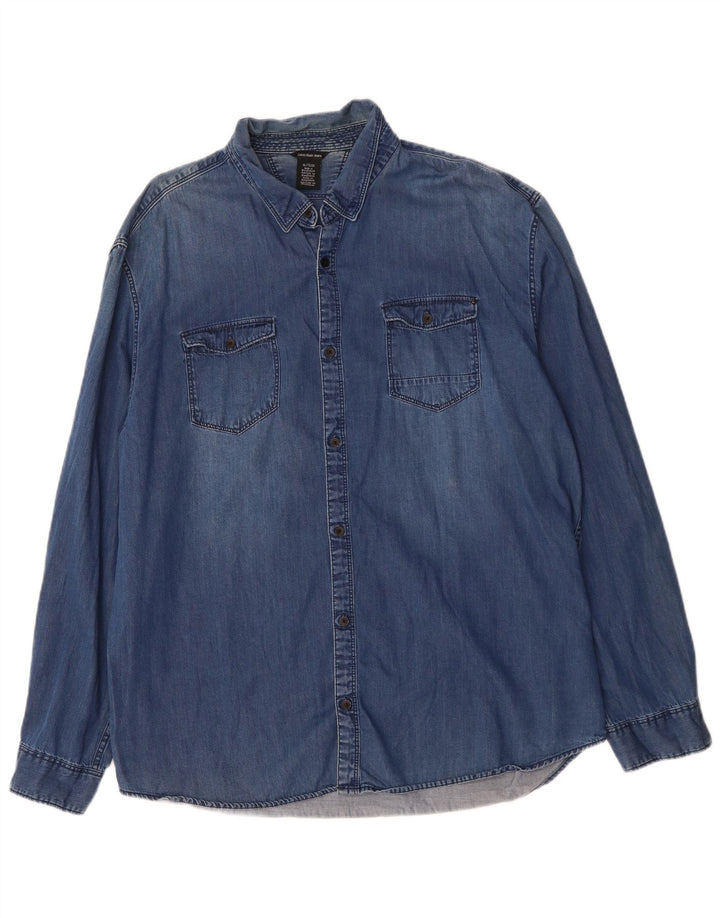 CALVIN KLEIN JEANS Herren Jeanshemd XL Blaue Baumwolle