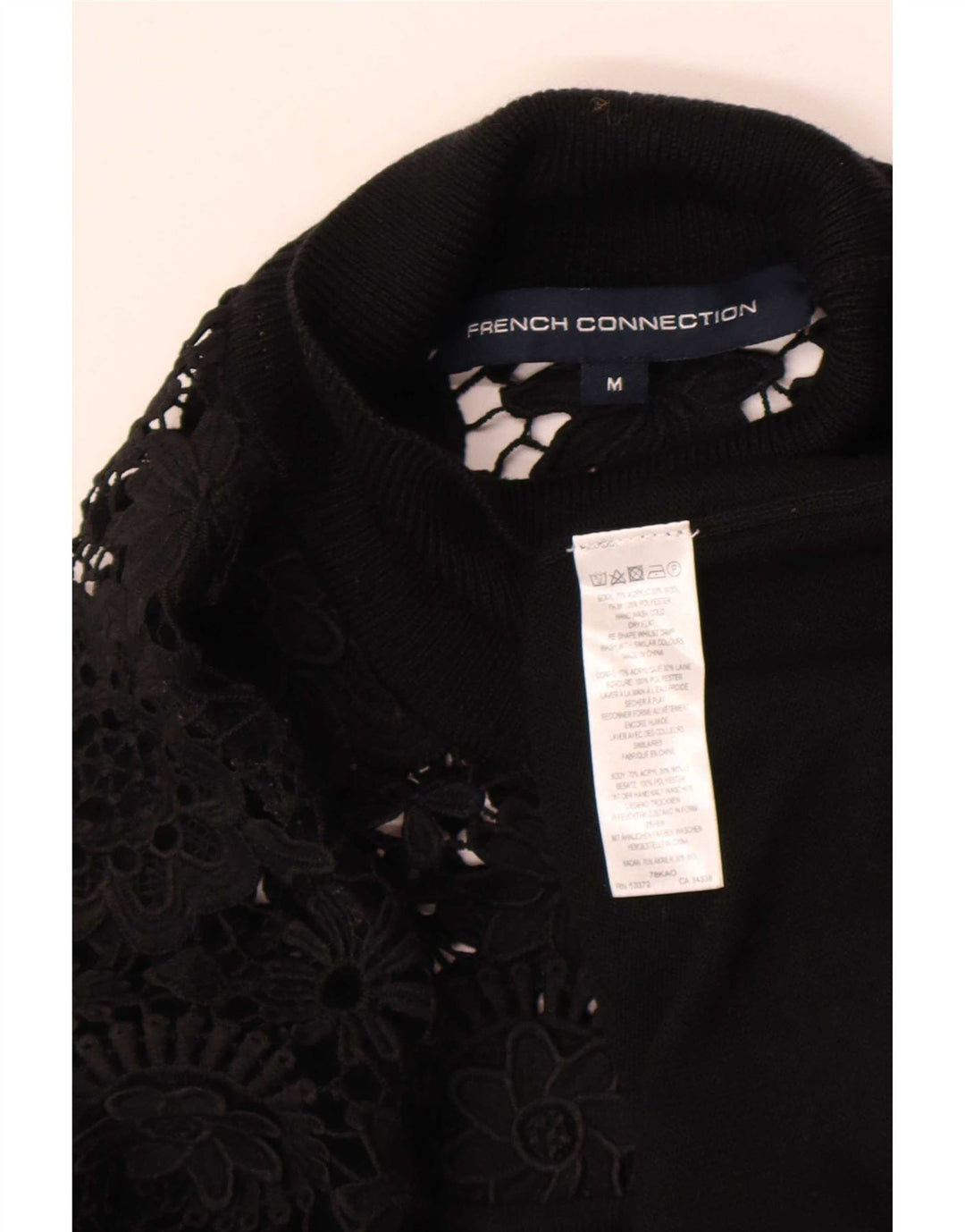 French Connection Rollkragenpullover für Damen, Gr. 14, Mittelschwarz, geblümt