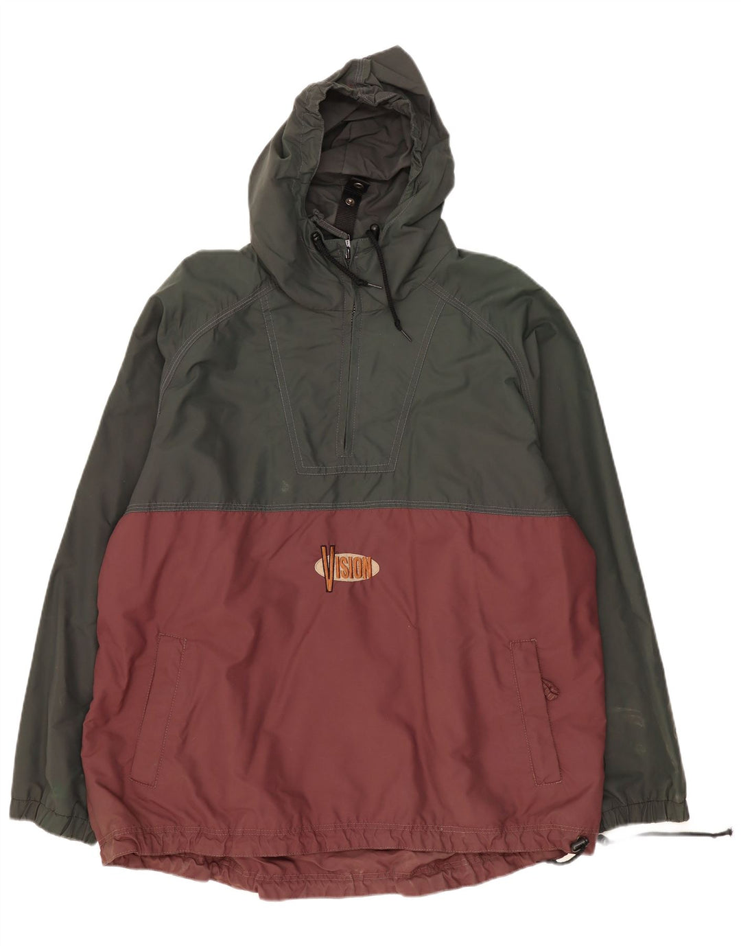 Vision Street Wear Herren Pullover Regenjacke UK 42 XL Khaki Farbblock