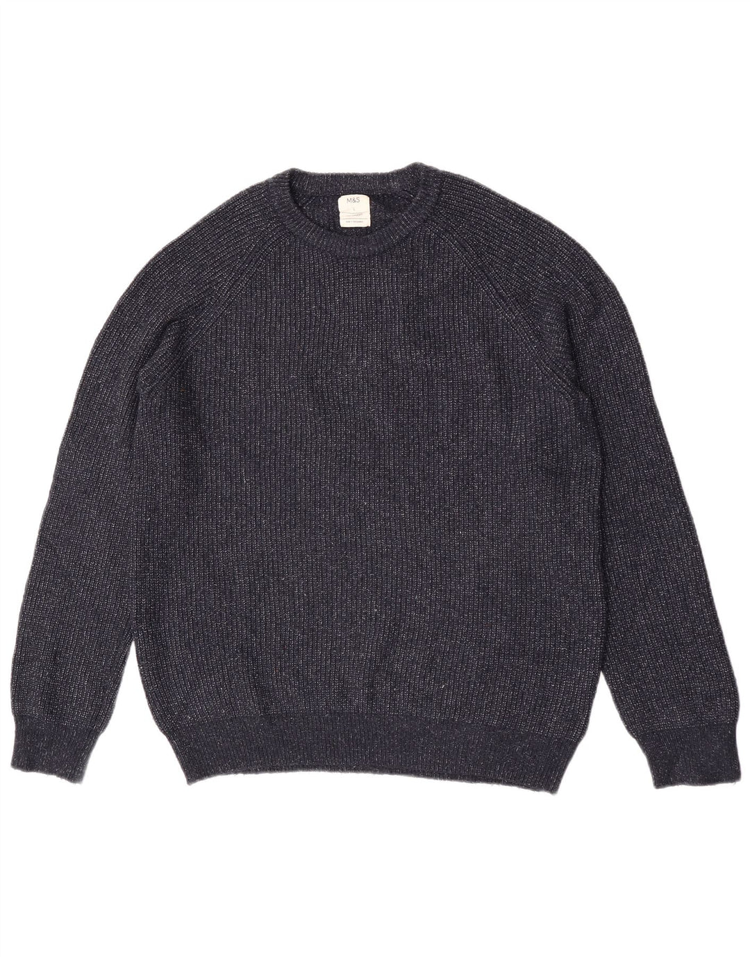 Marks & Spencer Herren-Pullover mit Rundhalsausschnitt, groß, marineblau meliert