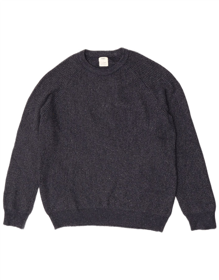 Marks & Spencer Herren-Pullover mit Rundhalsausschnitt, groß, marineblau meliert