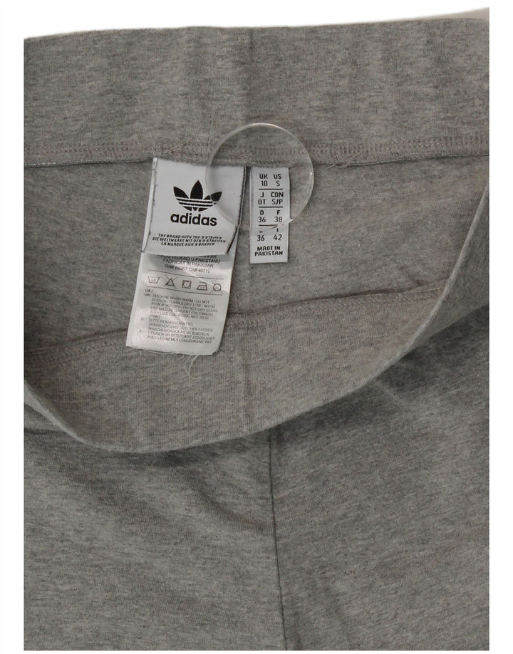 Adidas Damen Leggings UK 10 Small Graue Baumwolle