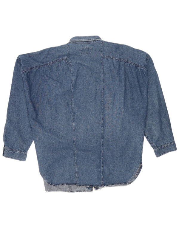 POP 84 Übergroßes Jeanshemd für Damen, UK 14, mittelblaue Baumwolle
