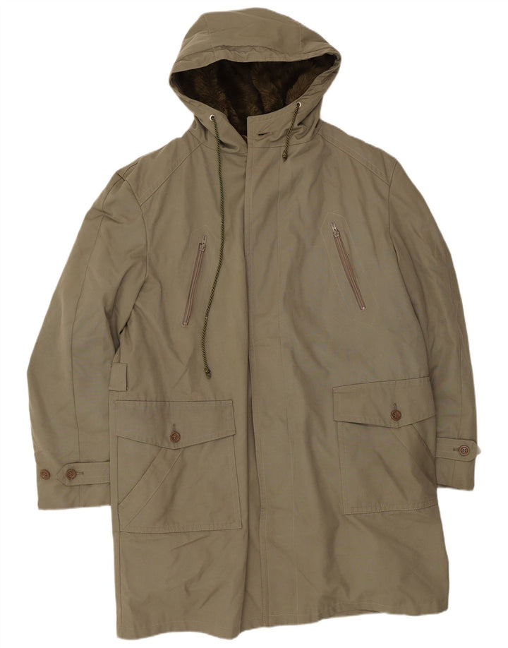 Formtreu Herren-Parka mit Kapuze, Größe 40, Khaki
