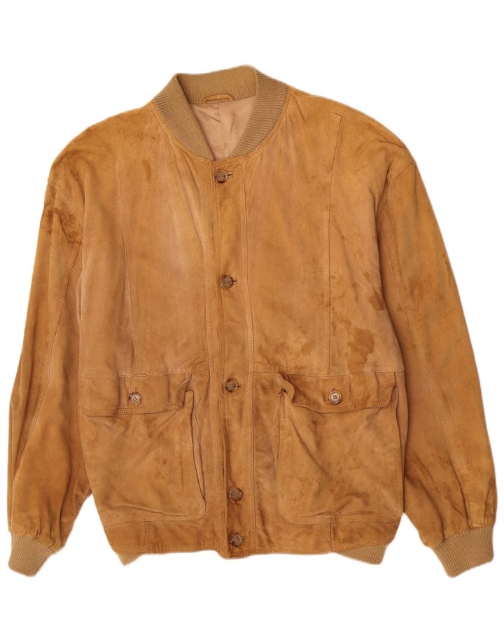Vintage Herren Wildleder Bomberjacke IT 54 2XL Braun Retro