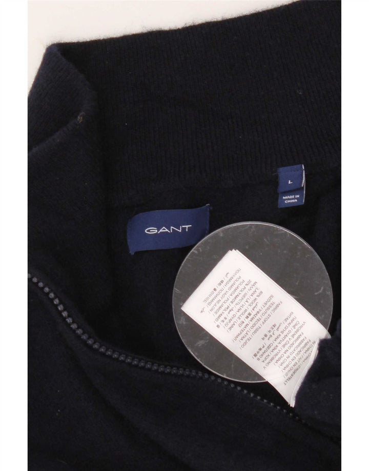 Gant Herren-Pullover mit Reißverschluss am Hals, große marineblaue Wolle