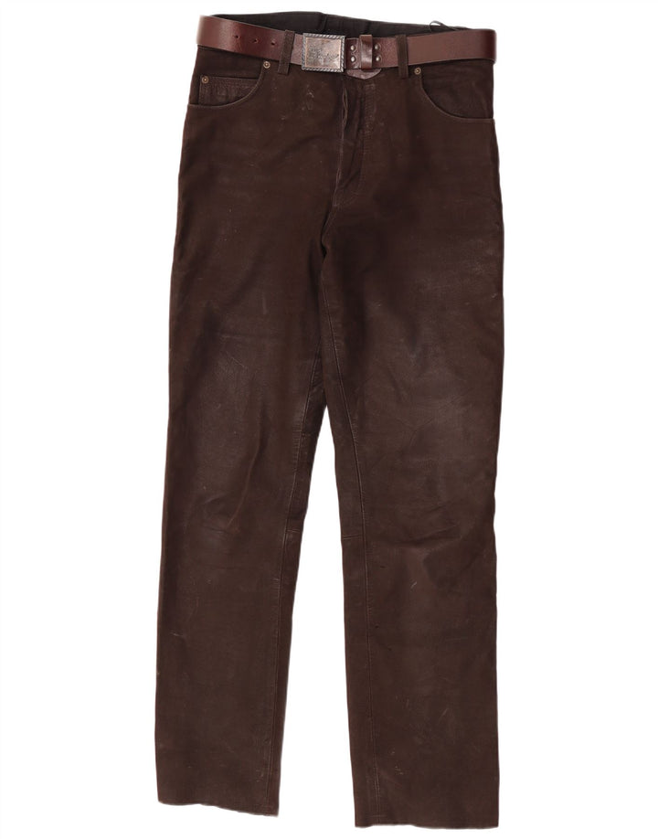 Stockerpoint Herren gerade Lederhose W34 L32 braunes Leder