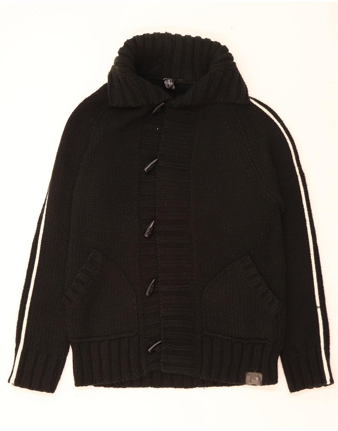 Vintage Herren Cardigan Pullover Groß Schwarz Acryl