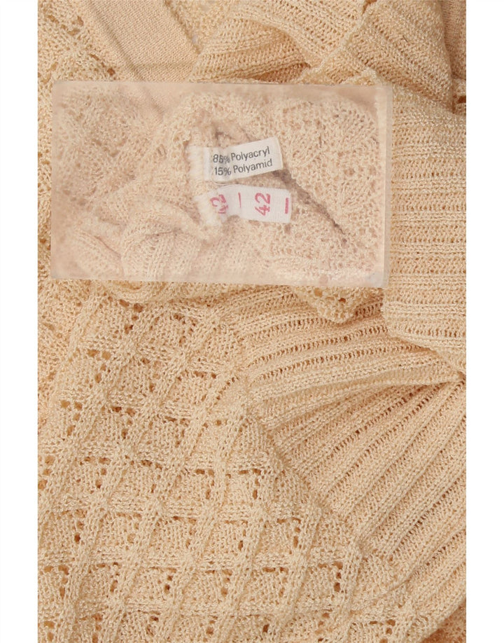 VINTAGE Damen Kurzarmpullover mit V-Ausschnitt IT 42 Medium Off White