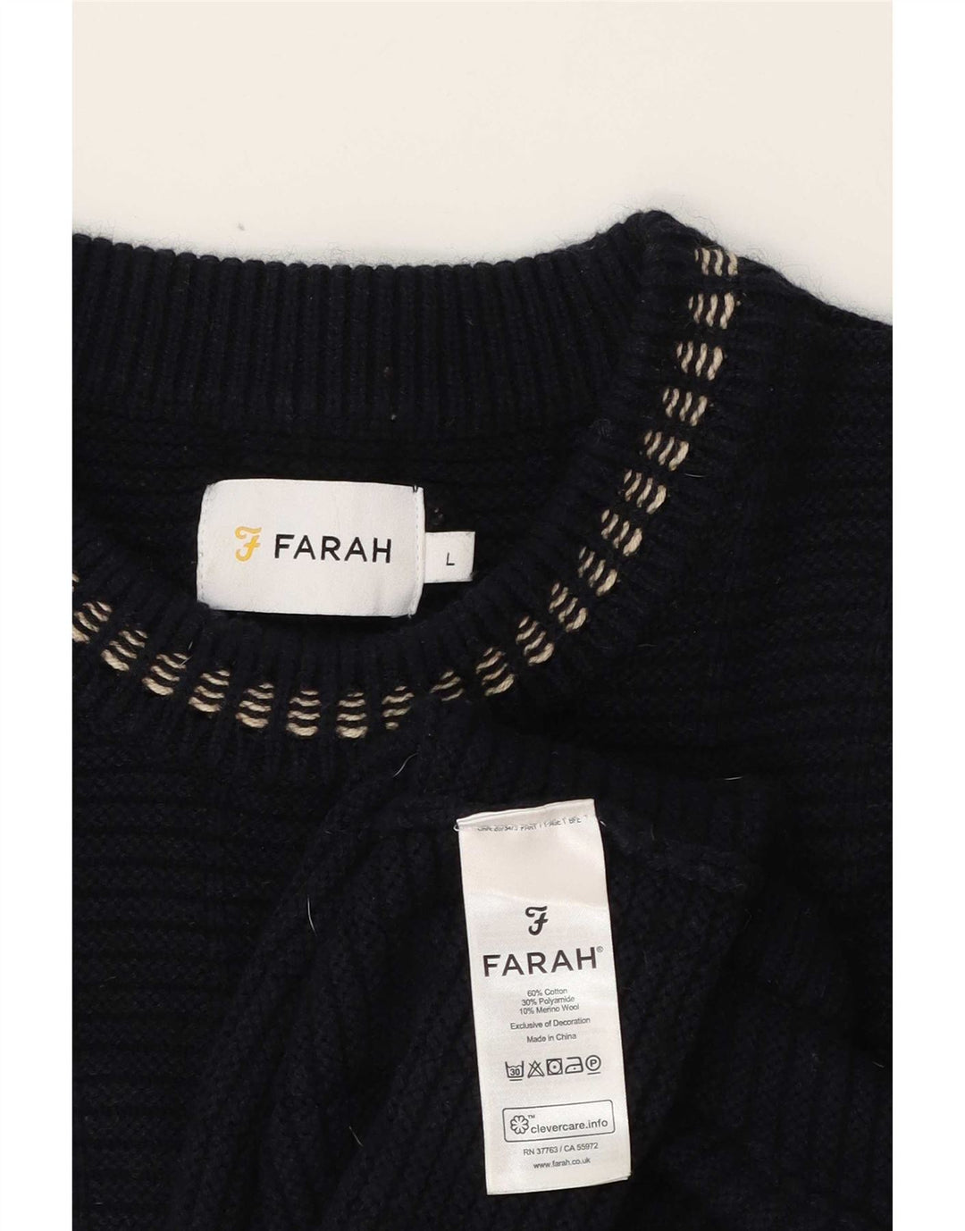 Farah Herren-Pullover mit Rundhalsausschnitt, groß, marineblaue Baumwolle