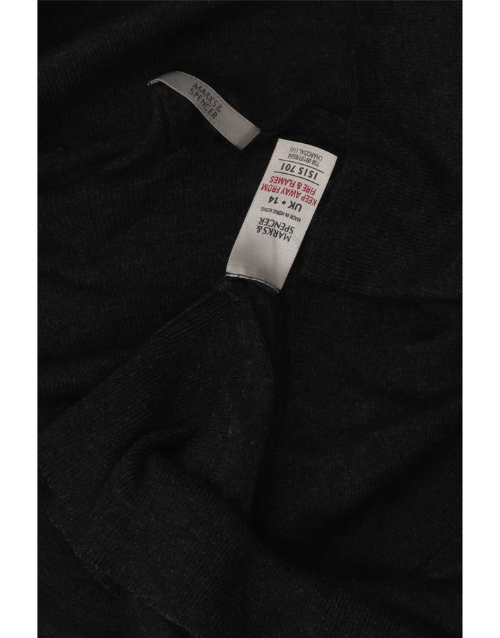 Marks & Spencer Damen-Pullover mit Rollkragen, Gr. 14, Größe L, Grau, Polyamid