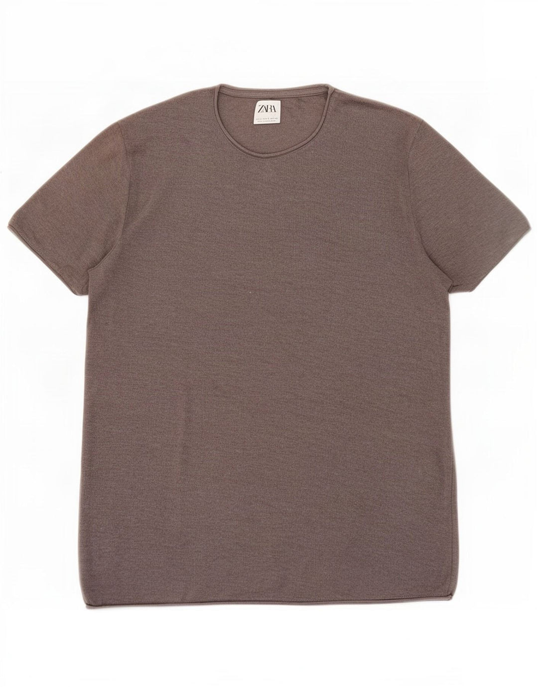 Zara Herren T-Shirt Top Large Grau Baumwolle
