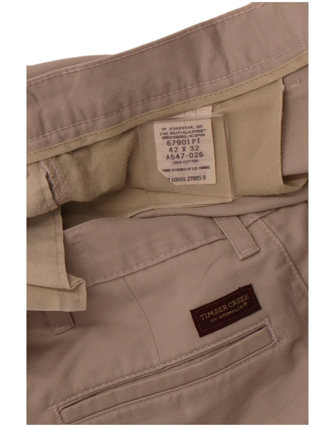WRANGLER Herren Timber Creek Pegged Chino Hose W42 L32 Beige Baumwolle