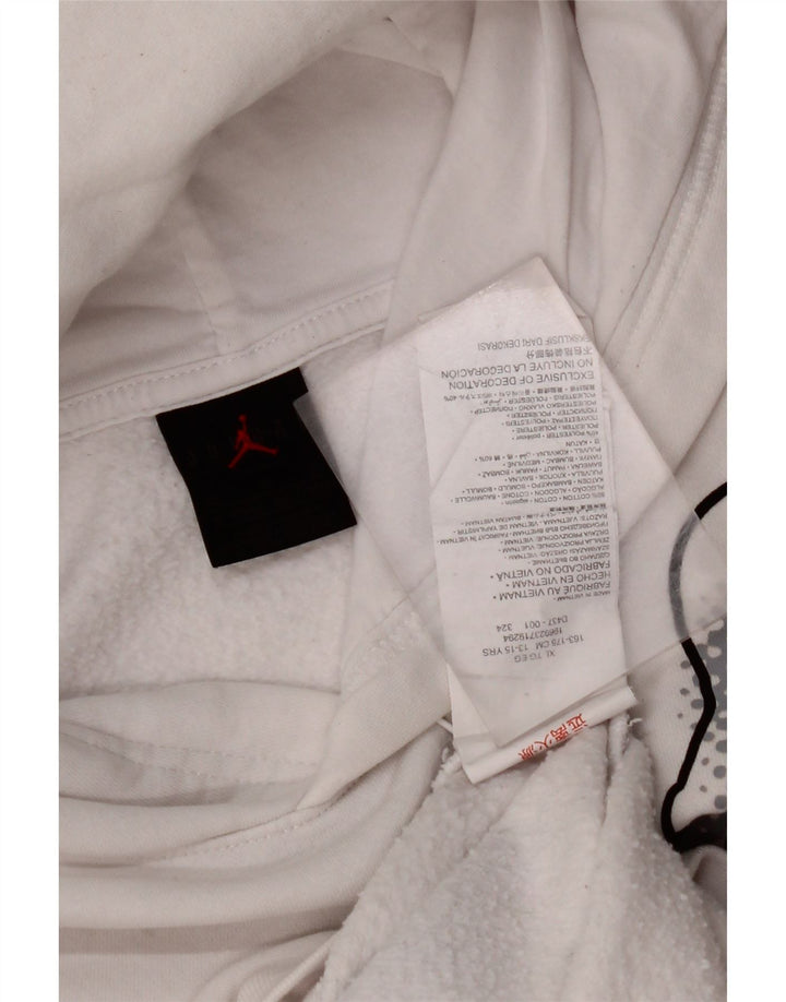 JORDAN Jungen-Pullover mit grafischem Kapuzenpullover, 13–14 Jahre, XL, weiße Baumwolle
